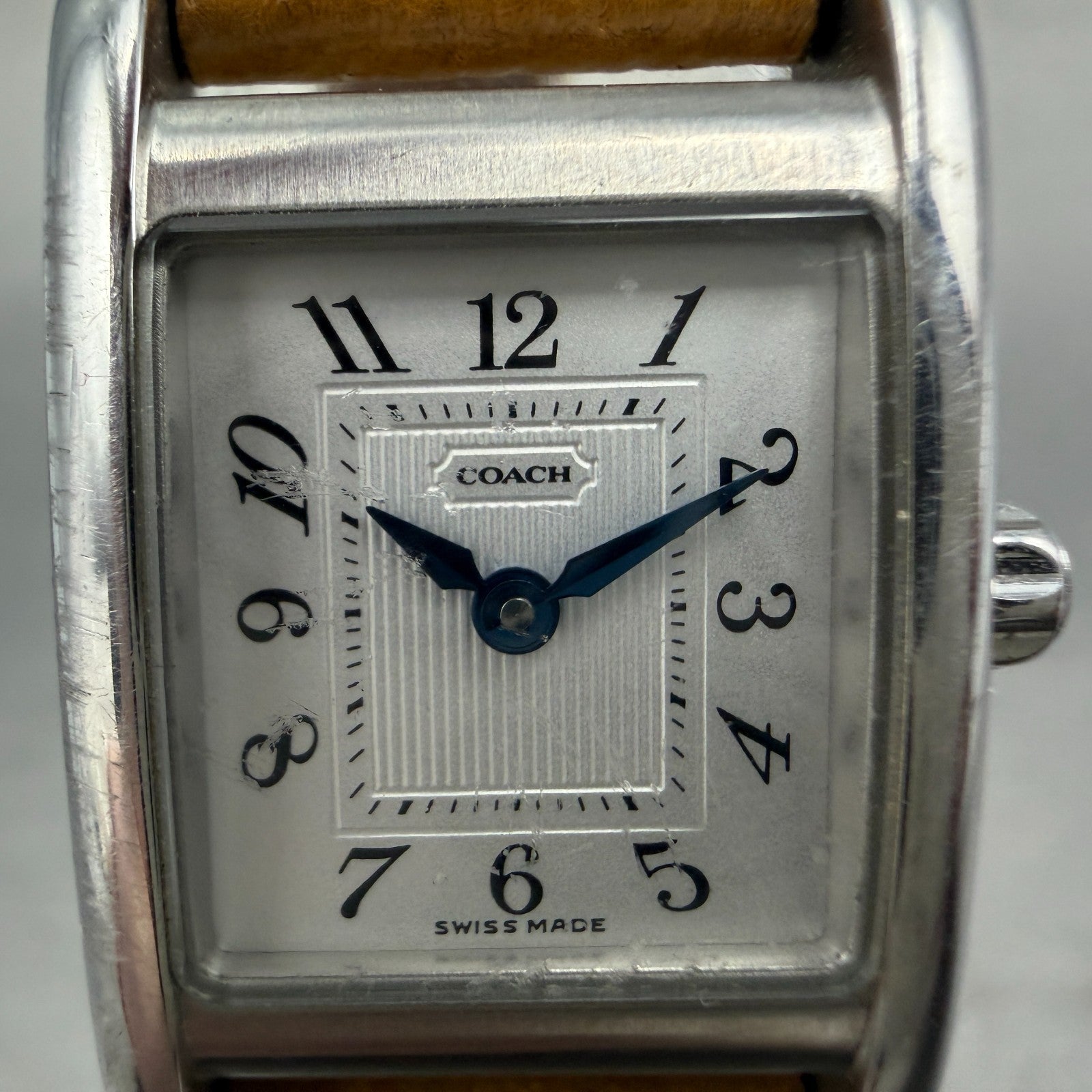 Coach Tank Watch Women 19mm Silver Dial Silver Tone Rectangle W002B New Battery1