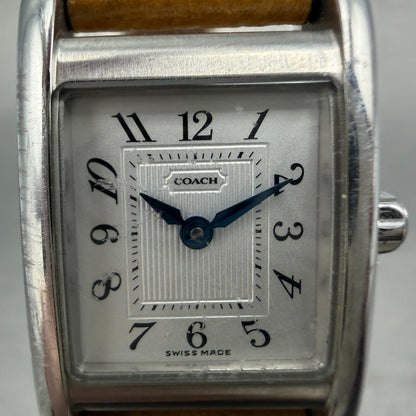 Coach Tank Watch Women 19mm Silver Dial Silver Tone Rectangle W002B New Battery1