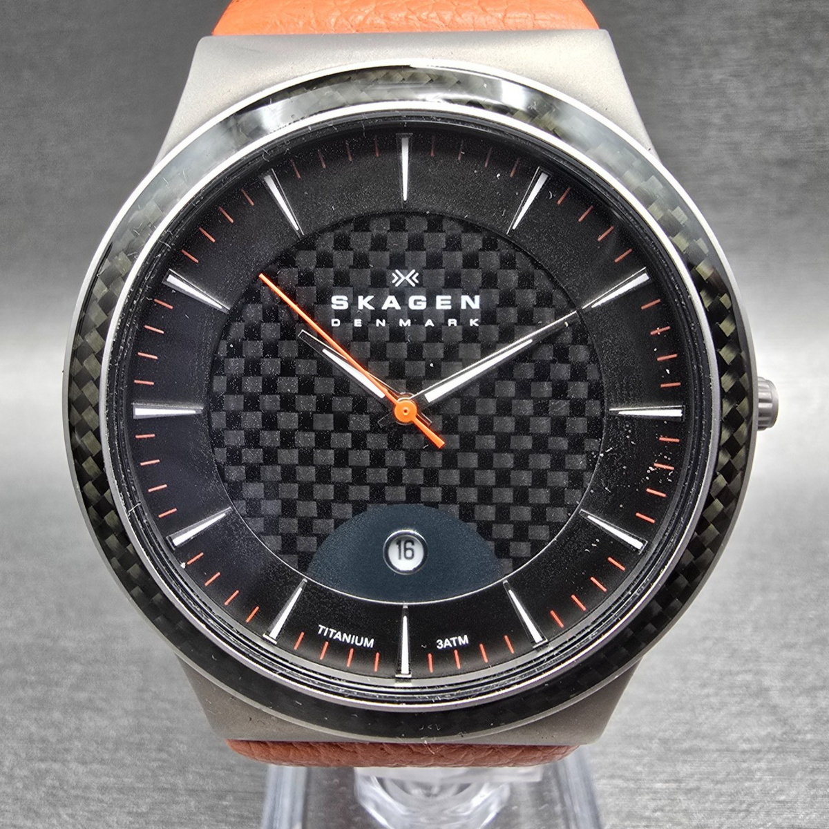 Skagen Watch Men 42mm Black Dial Titanium Date Round 234XXLTLO New Battery1