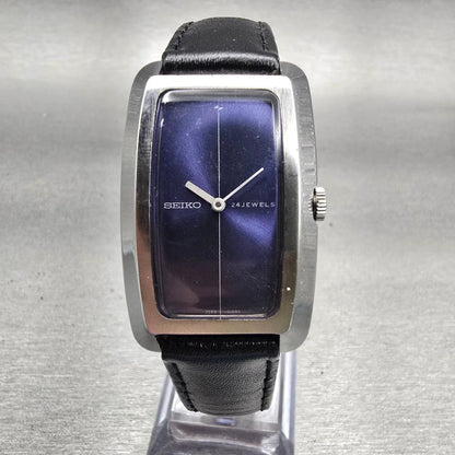 Seiko Watch Men 25mm Blue Dial Silver Tone Rectangle 2559-7019 Vintage Works0