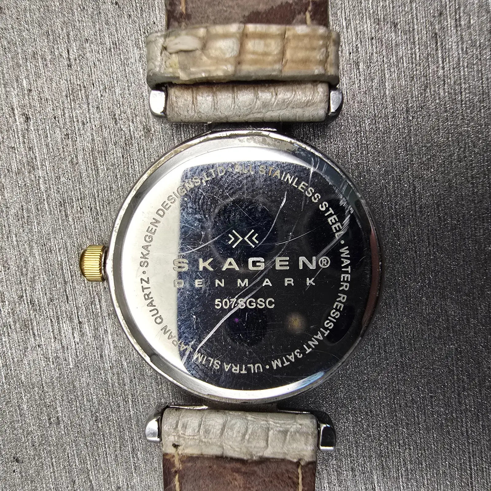Skagen Watch Women 26mm Silver Dial Silver Tone Round 507SGSC New Battery Leathe10