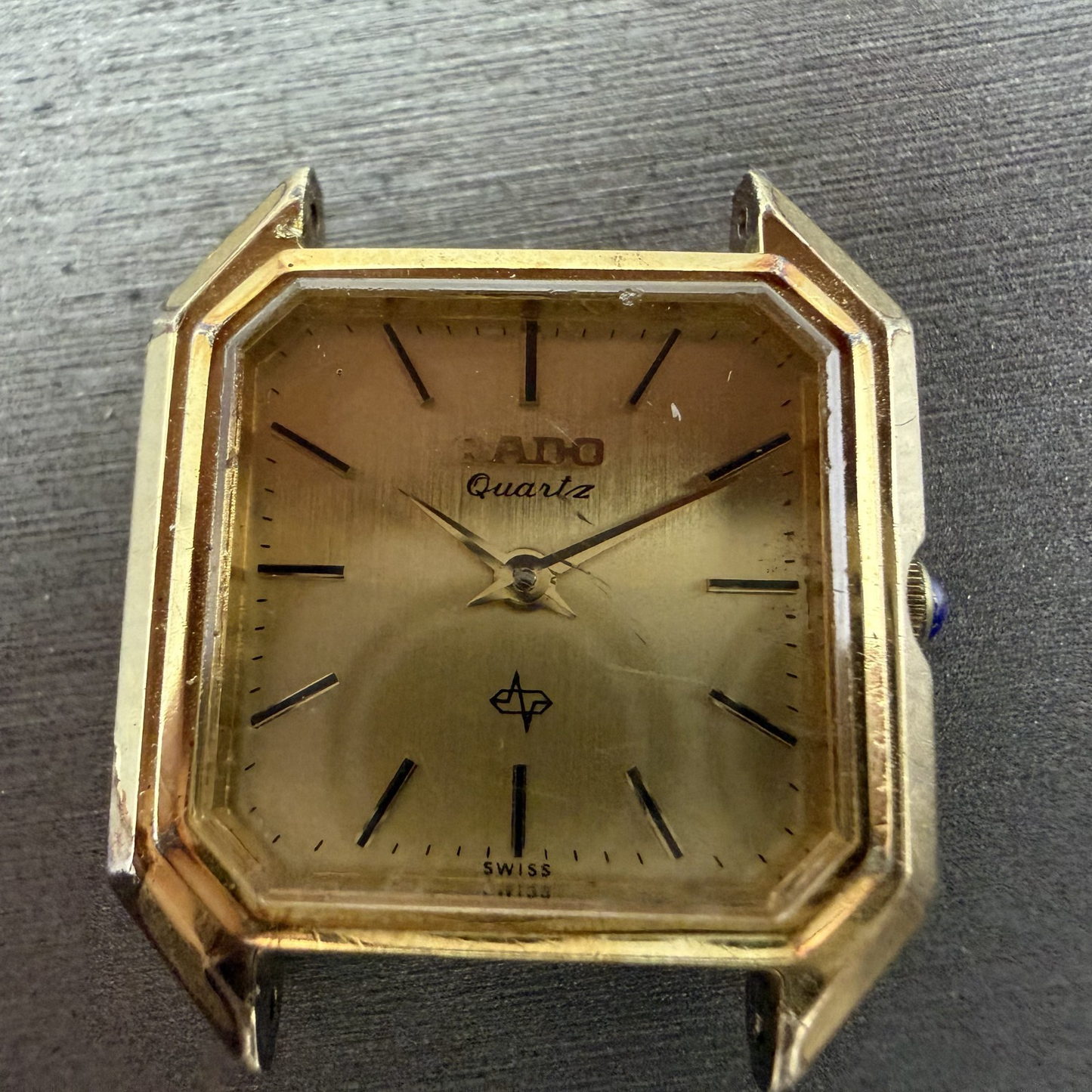 Rado Watch Women 24mm Gold Dial Gold Tone Octagon 717.9589.2 Vintage PARTS2