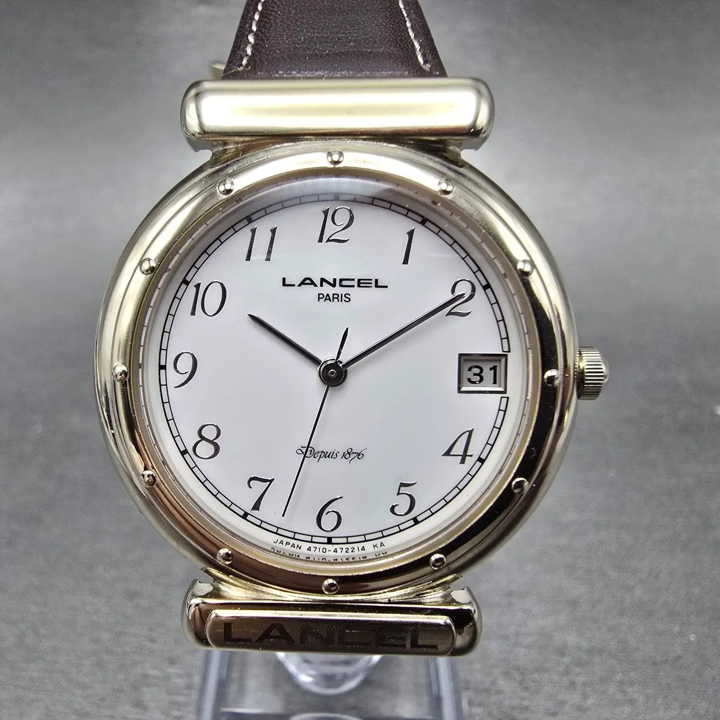 Citizen Lancel Watch Men 32mm White Dial Gold Tone Date 4710-470737 New Battery0