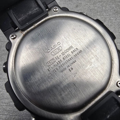 Casio Illuminator AE-1500WH Digital Watch Men 51mm Black Chrono Alarm New Batt10