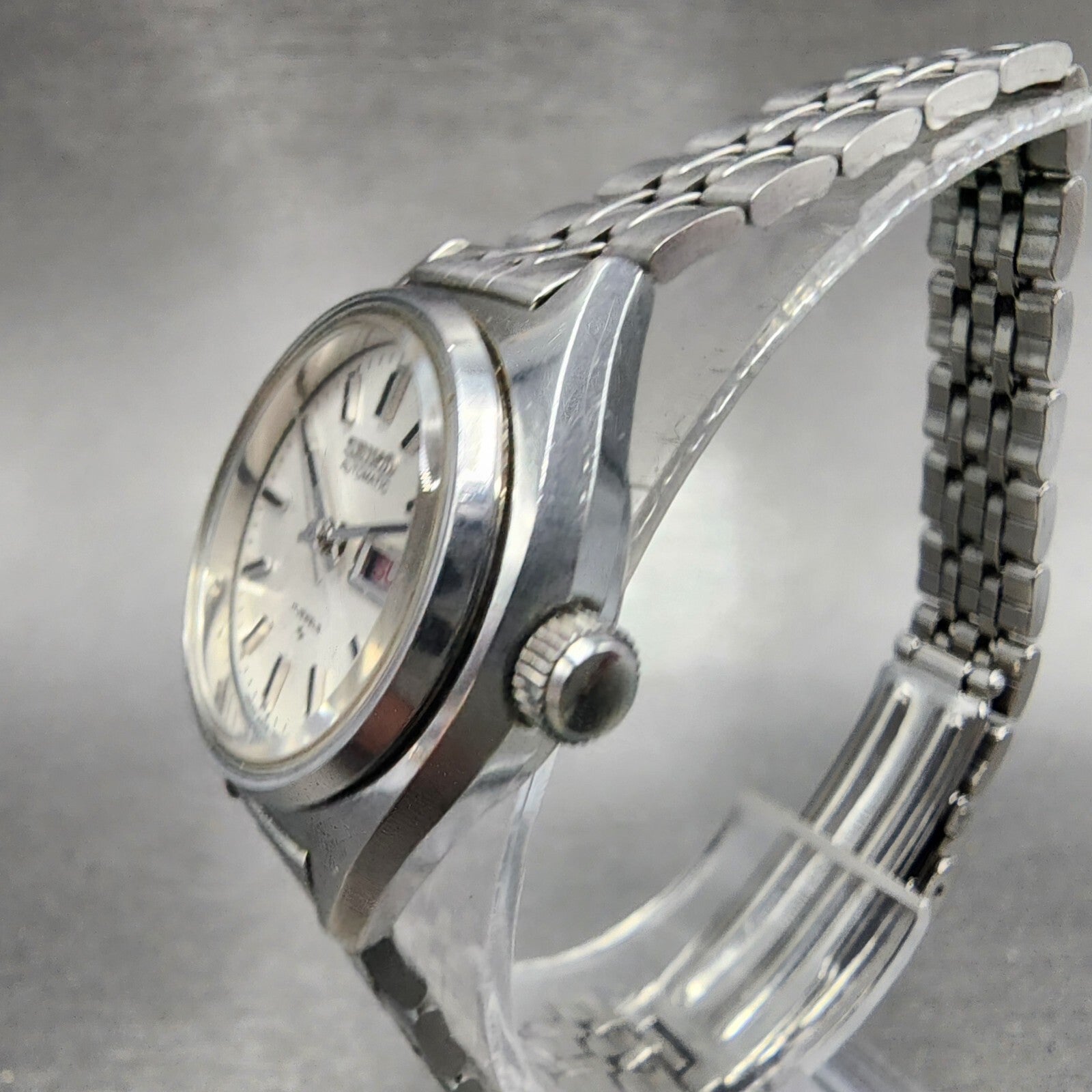 Seiko Automatic Watch Women 25mm White Sial Steel Daydate Round READ!!!! Runs2
