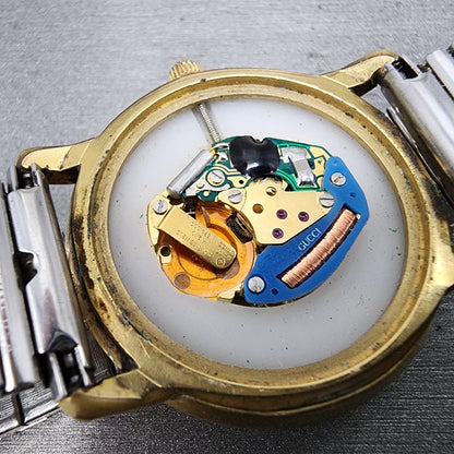 Gucci Watch Men 32mm White Dial Two Tone Round 2200 M PARTS