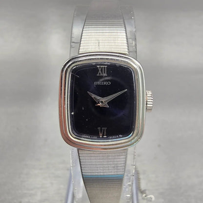 Seiko Watch Women 17mm Blue Dial Silver Tone Rectangle 1100-5729 Manual Works0