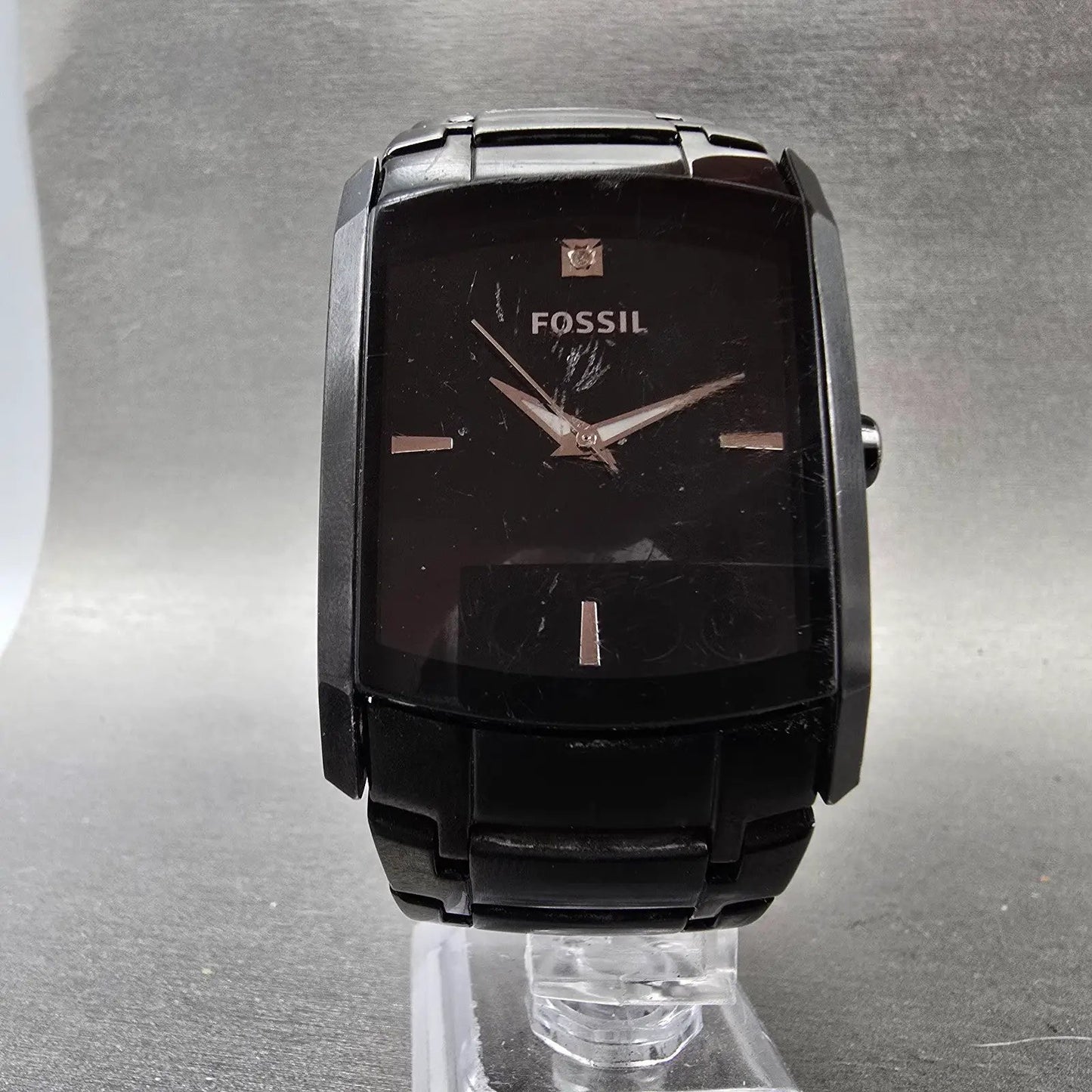 Fossil Arkitekt Tank Watch Men 34mm Black Dial Black Tone FS-4159 New Battery VH5