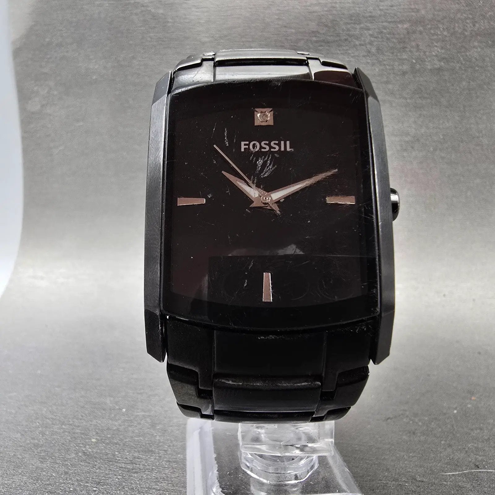 Fossil Arkitekt Tank Watch Men 34mm Black Dial Black Tone FS-4159 New Battery VH5