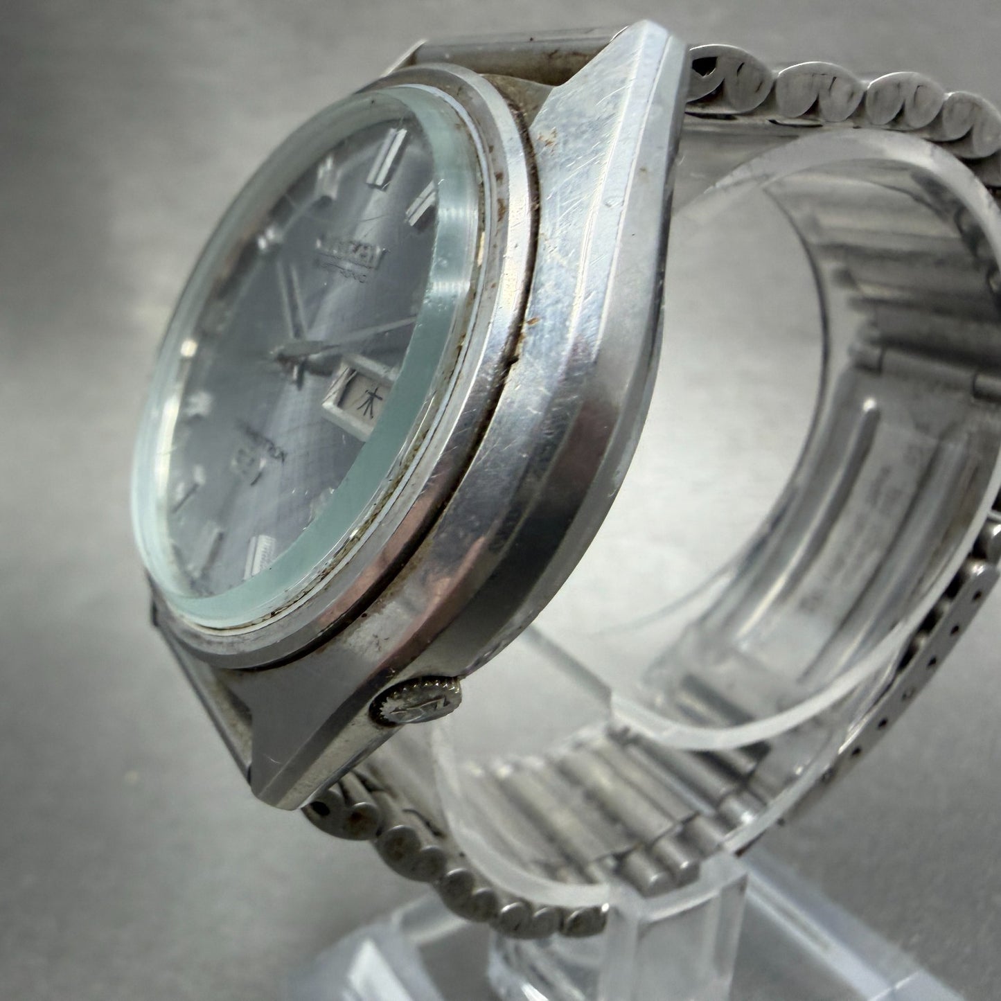 Citizen Cosmotron Watch Men 38mm Silver Dial Steel Daydate READ! 4-790138 NewBat2