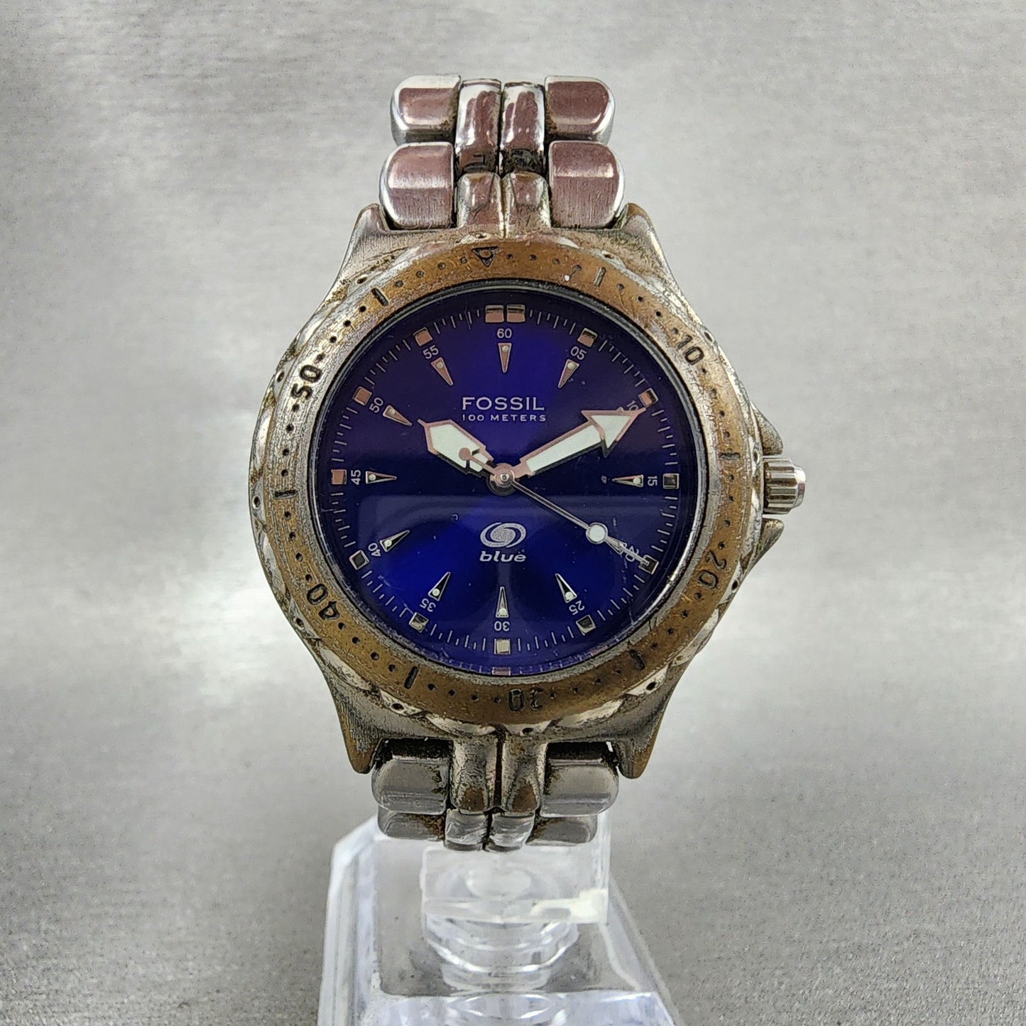 Fossil Blue Dive Watch Men 35mm Blue Dial Silver Tone AM3175 New Battery5