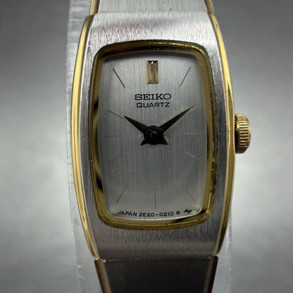 Seiko Tank Watch Women 13mm Silver Dial two Tone Rectangle 2e20-5139 New Battery1