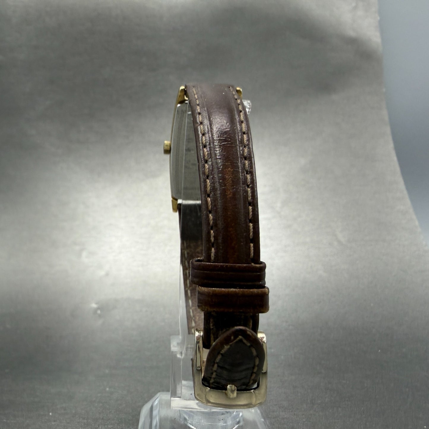 Hamilton Tank Watch Women 18mm Gray Dial Gold Tone Rectangle New Battery7