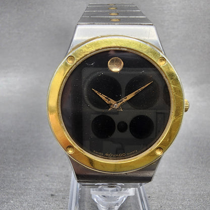 Movado Museum watch Men 32mm Black Dial Two Tone Round 86.A2.876C New Battery0