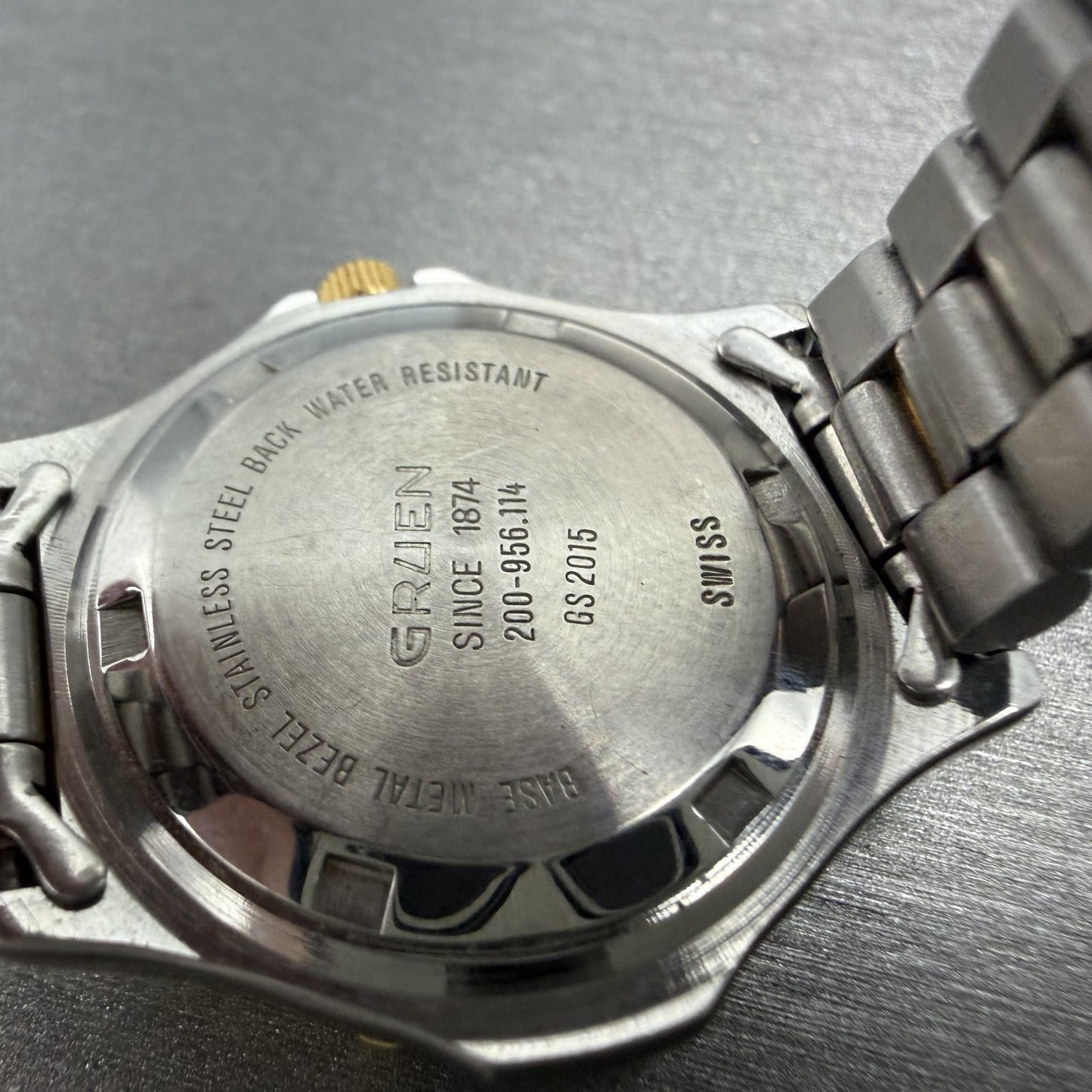 Gruen Dive Watch Women 28mm Gray Dial Two Tone Date Round 200-956.114 New Batt9
