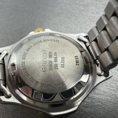 Gruen Dive Watch Women 28mm Gray Dial Two Tone Date Round 200-956.114 New Batt9