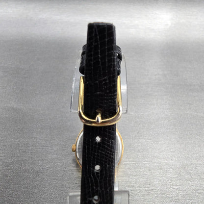 Citizen CQ Watch Women 22mm Black Dial Gold Tone Oval 4031-982568 New Battery 787