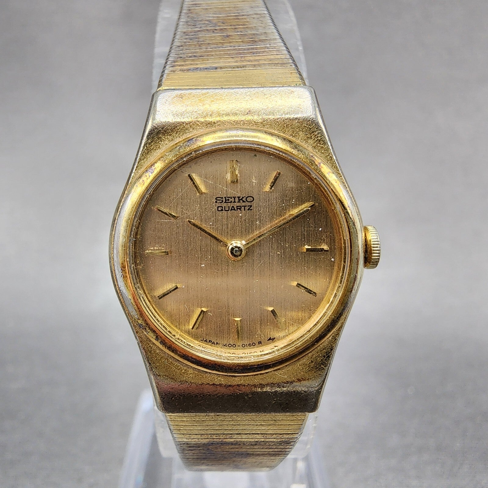 Seiko Watch Women 20mm Gold Dial Gold Tone Round 14000039 New Battery0