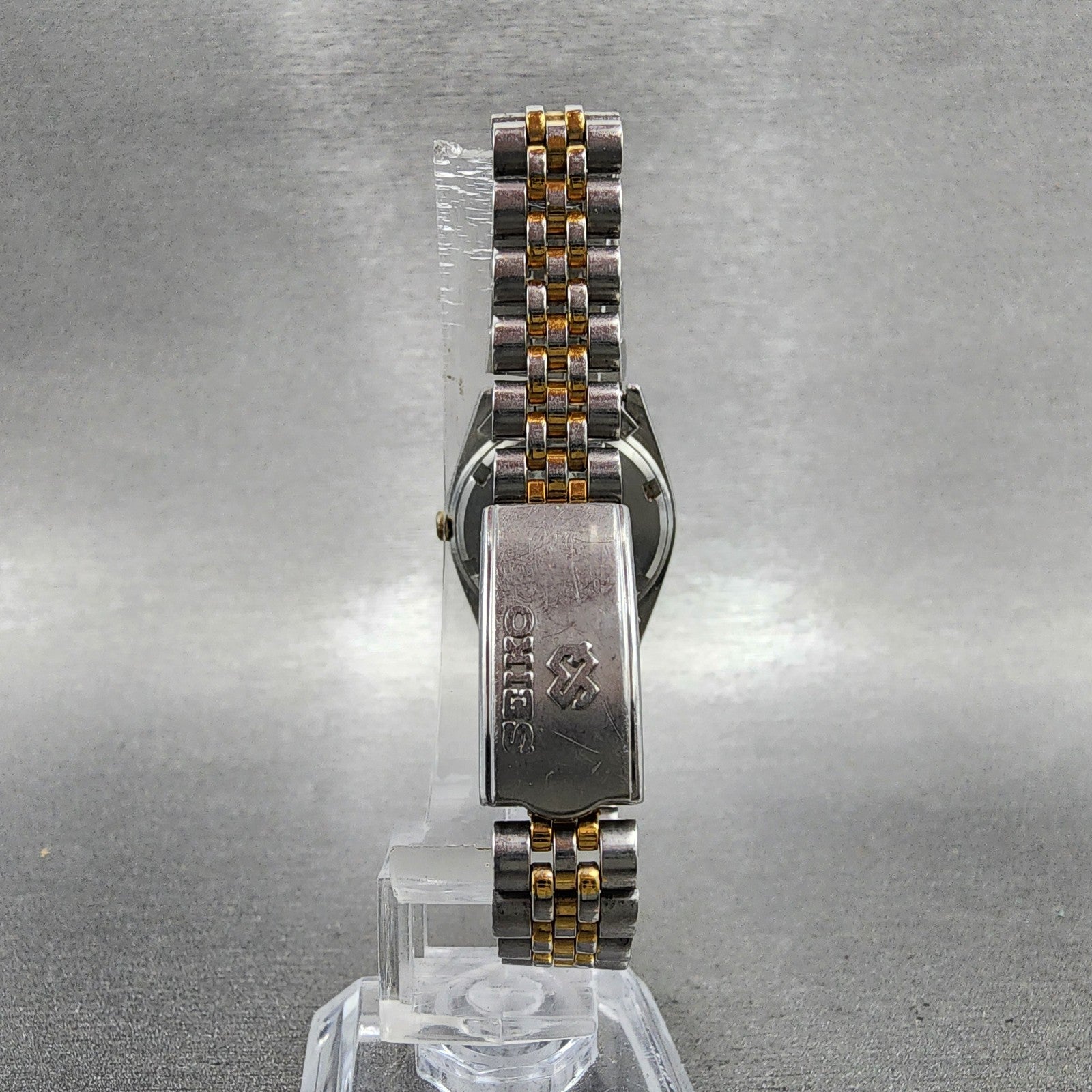 Seiko SQ Watch Women 24mm Blue Dial Two Tone Daydate Round New Battery KJ787