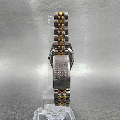 Seiko SQ Watch Women 24mm Blue Dial Two Tone Daydate Round New Battery KJ787