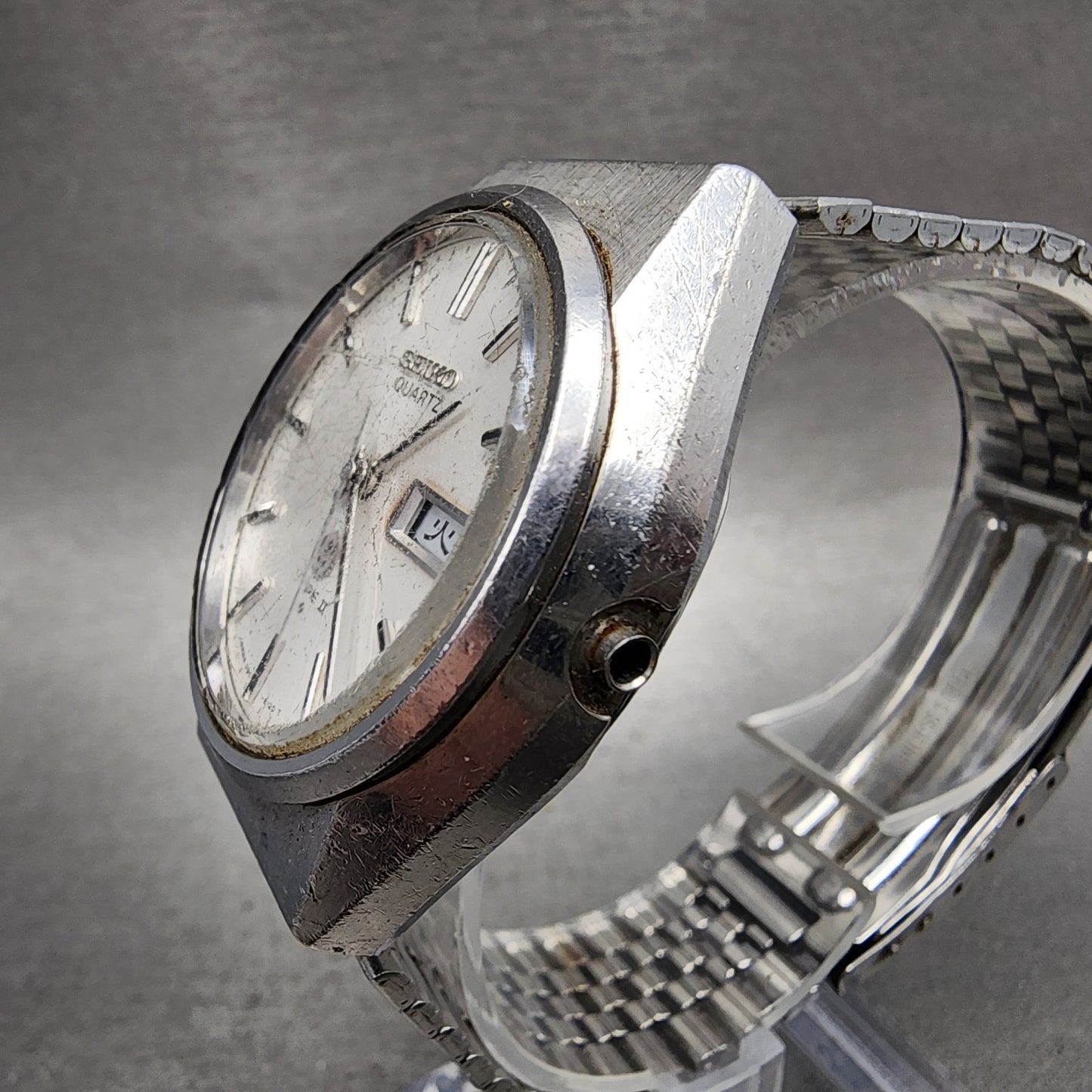 Seiko Type II Watch Men 36mm Silver Dial Silver Tone 09038120 New Battery READ!2