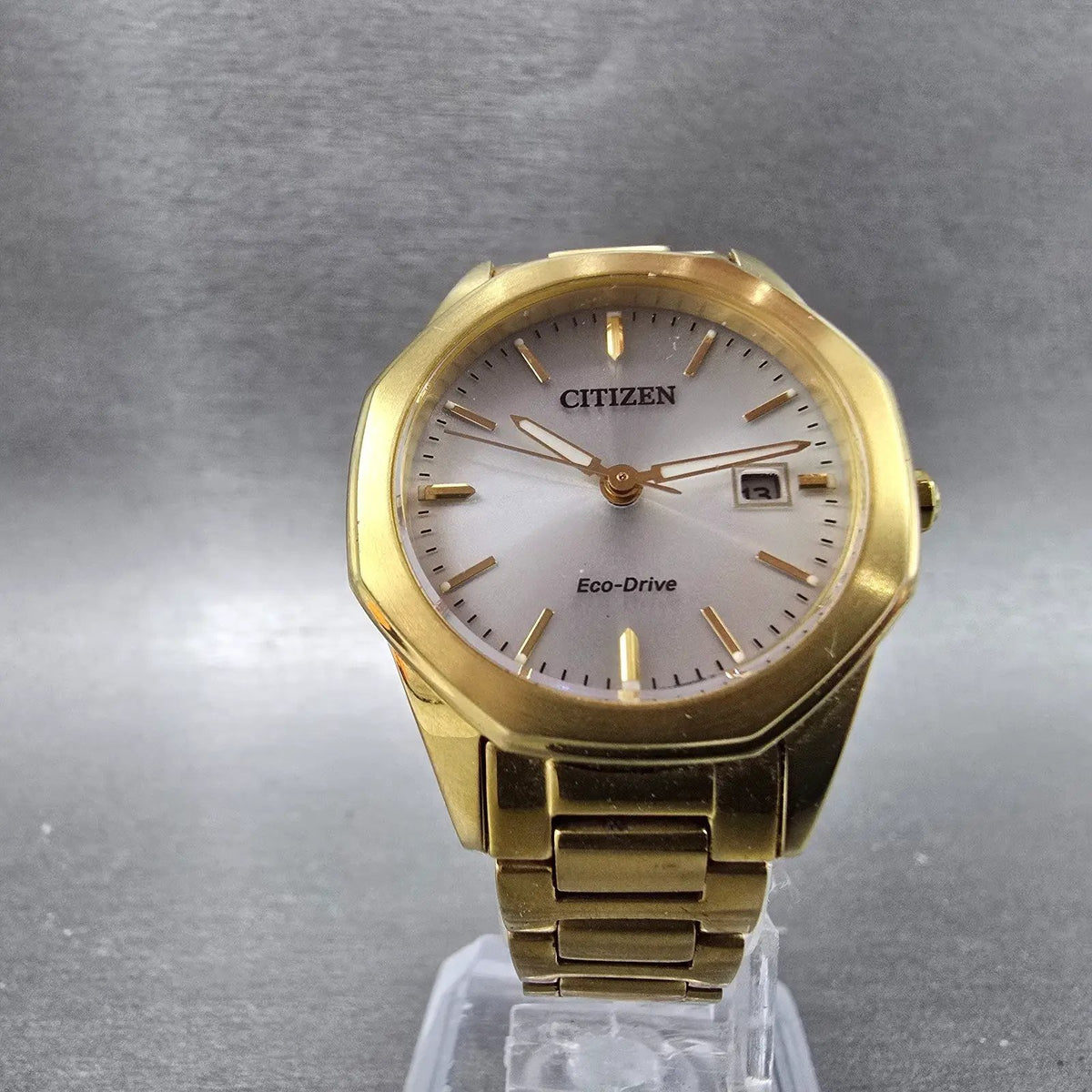 Citizen Eco-Drive Corso Watch Women 30mm Silver Dial Gold Date EW2582-59A Runs5