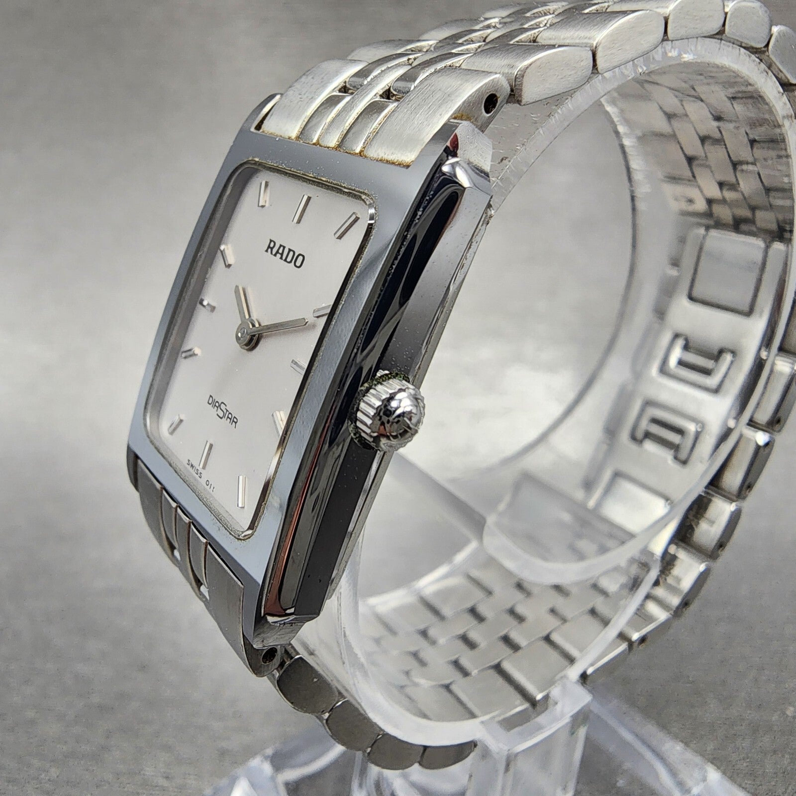 Rado Diastar Tank Watch Women 20mm Gray Dial Gray Tone Rectangle New Battery2