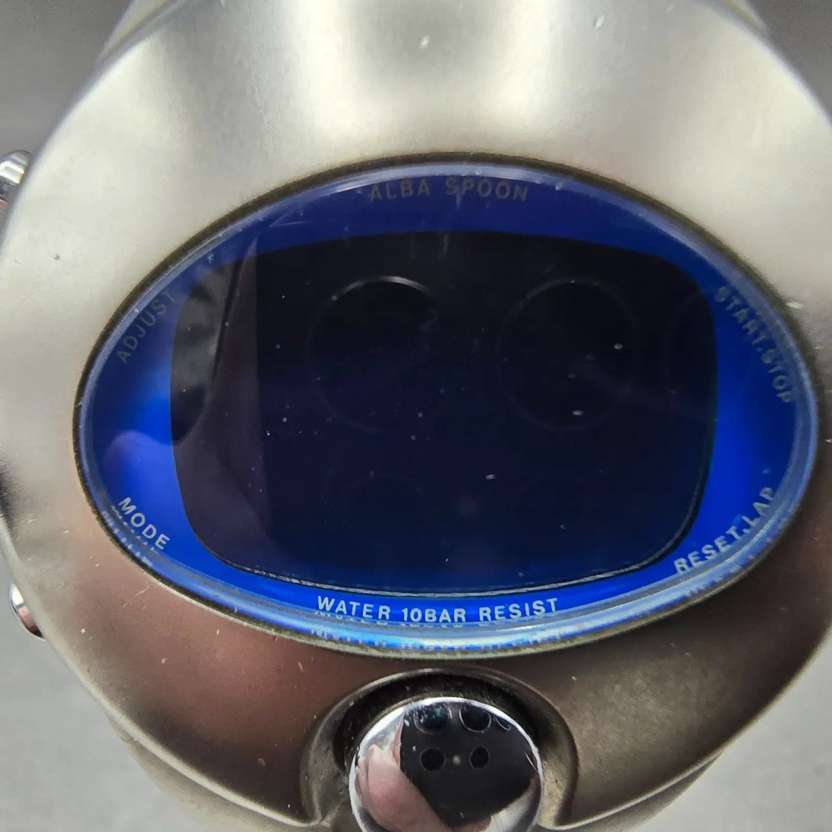 Seiko ALBA Spoon Watch Men 36mm Silver Blue Alarm Chronograph Digital PARTS2