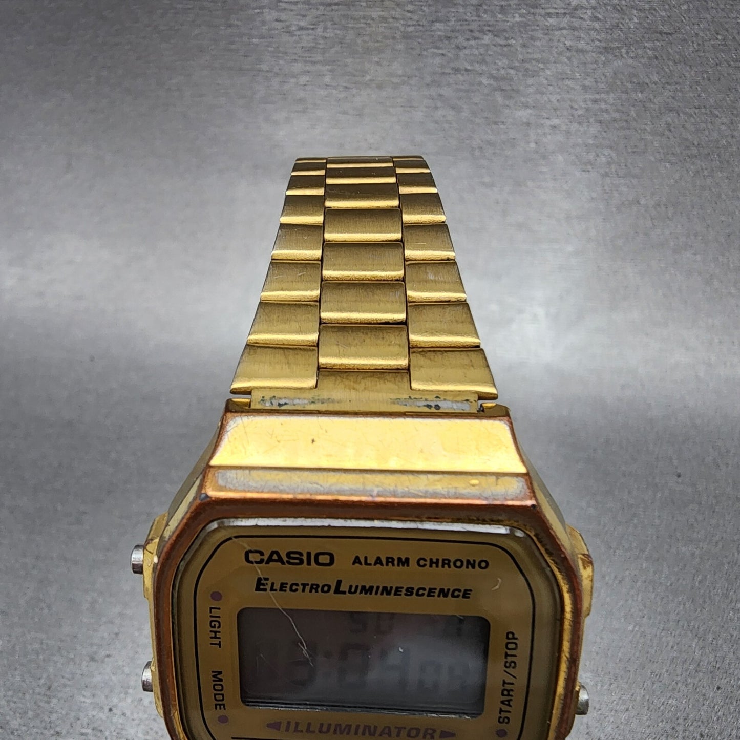 Casio Illuminator Watch Men 36mm Digital Gold Tone Alarm Chrono A168 New Battery4