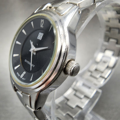 Givenchy Watch Women 24mm Black Dial Stainless Steel Round New Battery