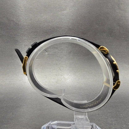 Movado Delphino Watch Women 23mm Black Dial Black & Gold Tone 80-24-822N New Bat8