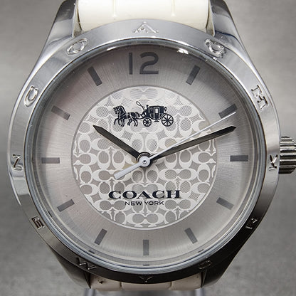 Coach Maddy Watch Women 34mm White Dial Silver Tone Band New Battery1