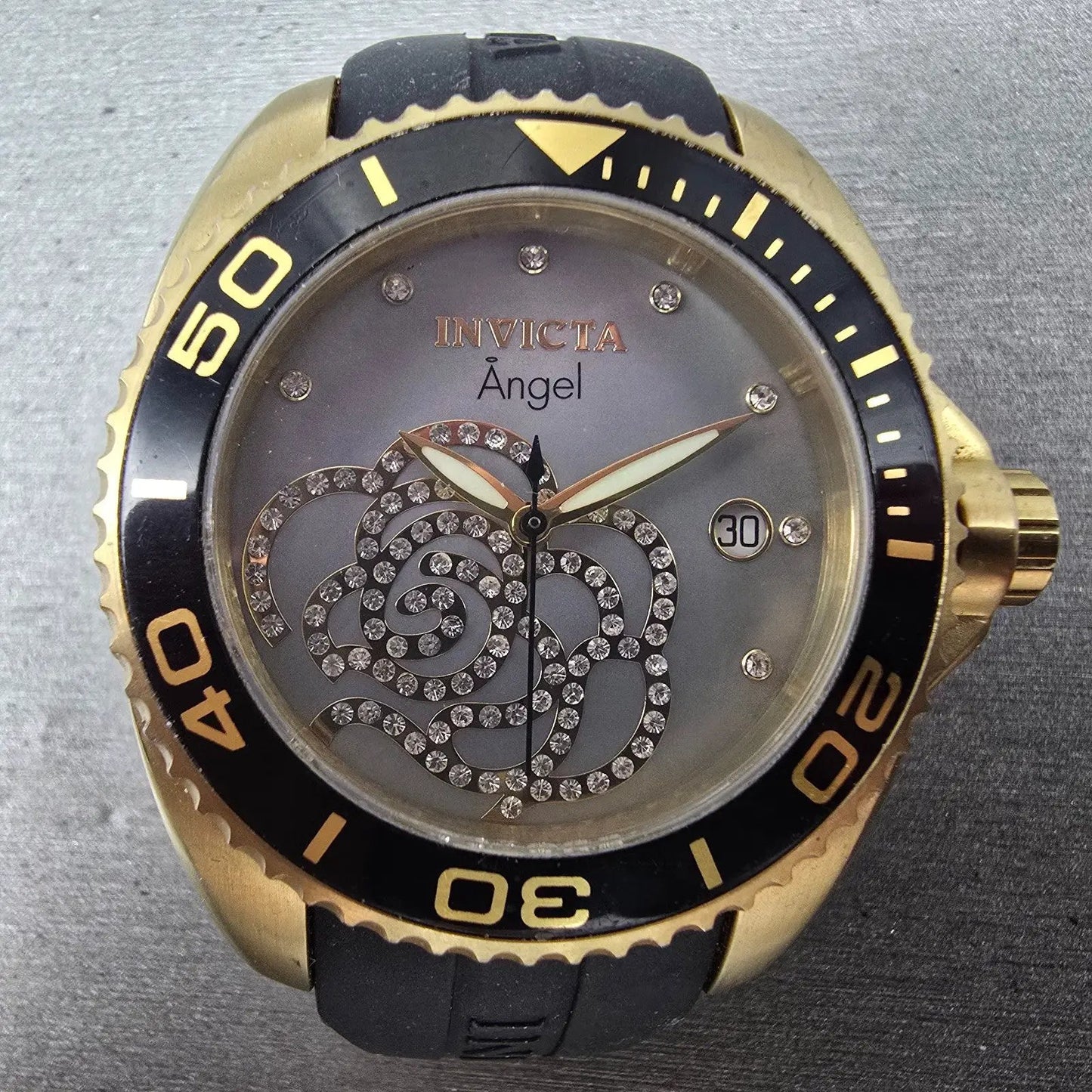 Invicta Angle Dive Watch Women 39mm MOP Dial Gold Tone Date 0489 New Battery1