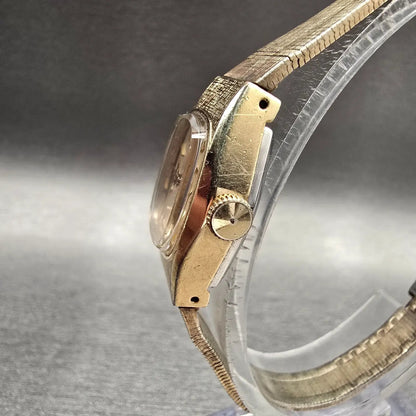 Seiko Watch Women 19mm Gold Dial Gold Tone Oval 1104-3370 Manual Wind Works2