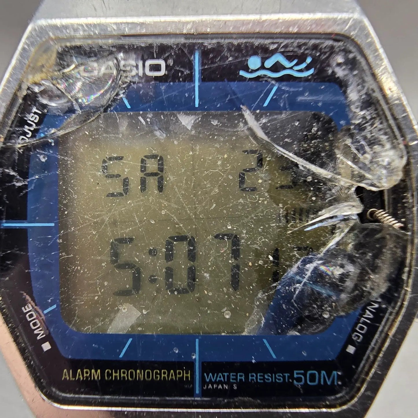 Casio AA-92W Thunder Watch Men 35mm Digital Silver  Alarm Chrono READ!!!!! PARTS1