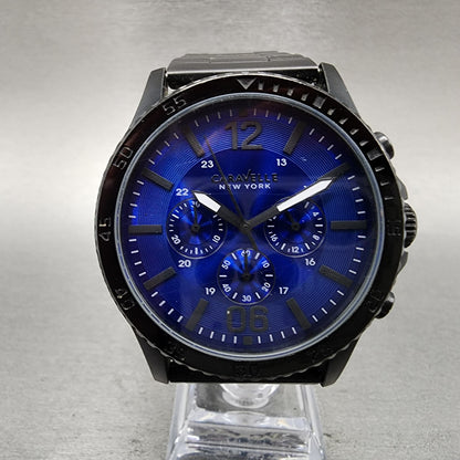 Bulova Caravelle Chronograph Watch Men 44mm Blue Dial Black Tone Round New batt0
