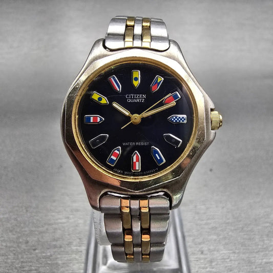 Citizen Watch Women 27mm Blue Dial Two Tone Round 5031-S45474 New Battery VTG0