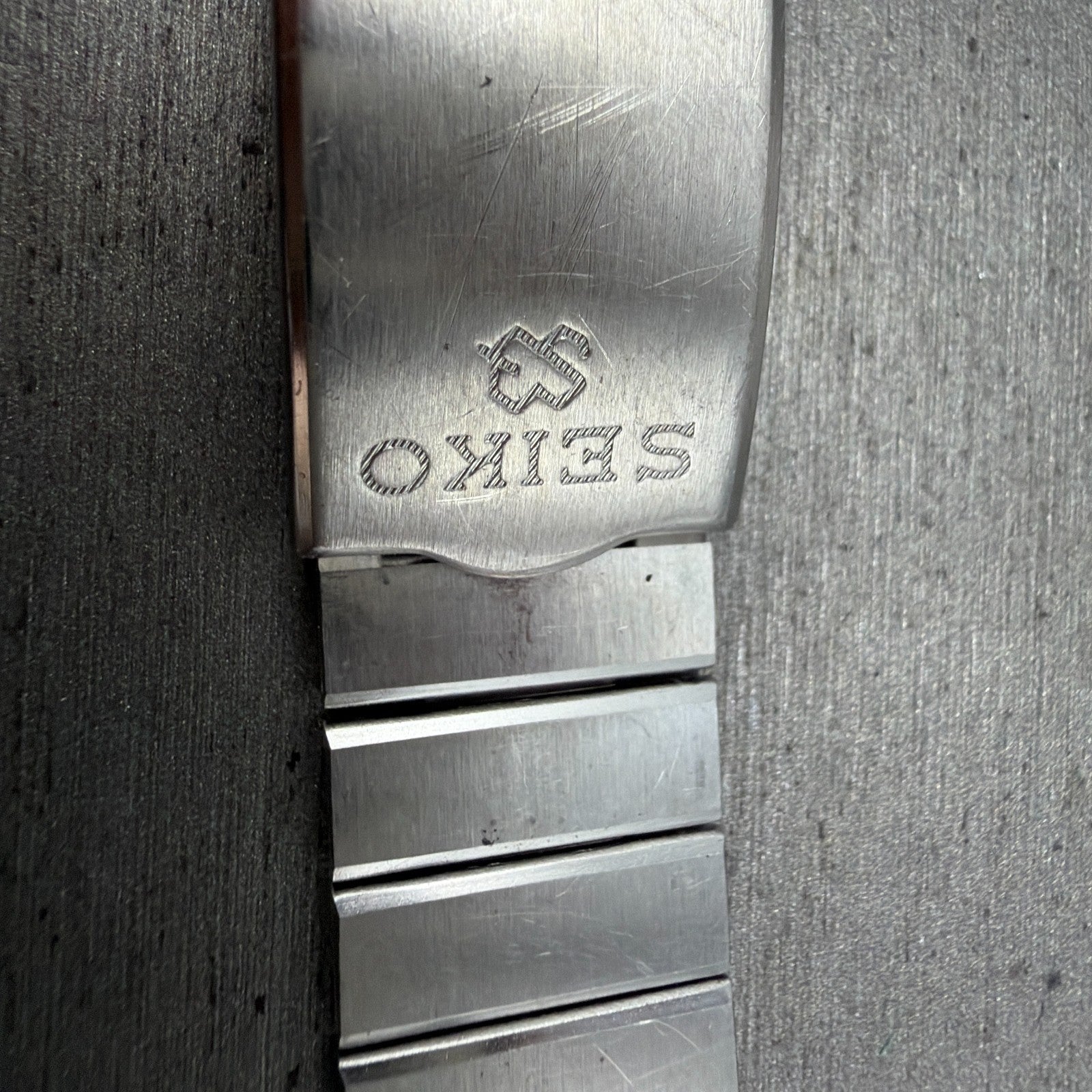 Seiko SQ Bracelet 21mm Stainless Steel Tri Folding Clasp Z1157 Vintage Japan B4