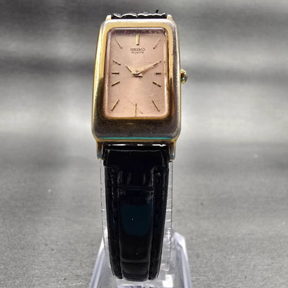 Seiko Watch Women 17mm Rose Gold Dial Gold Tone Rectangle 1N00-5C99 New Battery5