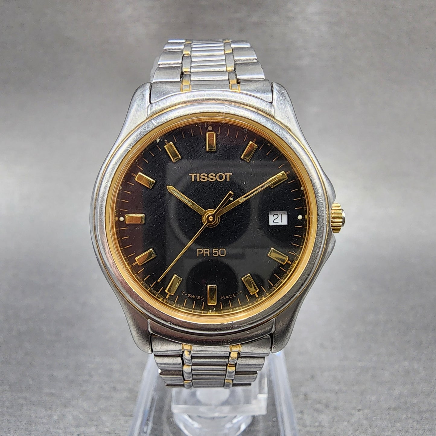 Tissot PR50 Watch Women 28mm Black Dial Two Tone Date Round J136/236K PARTS0