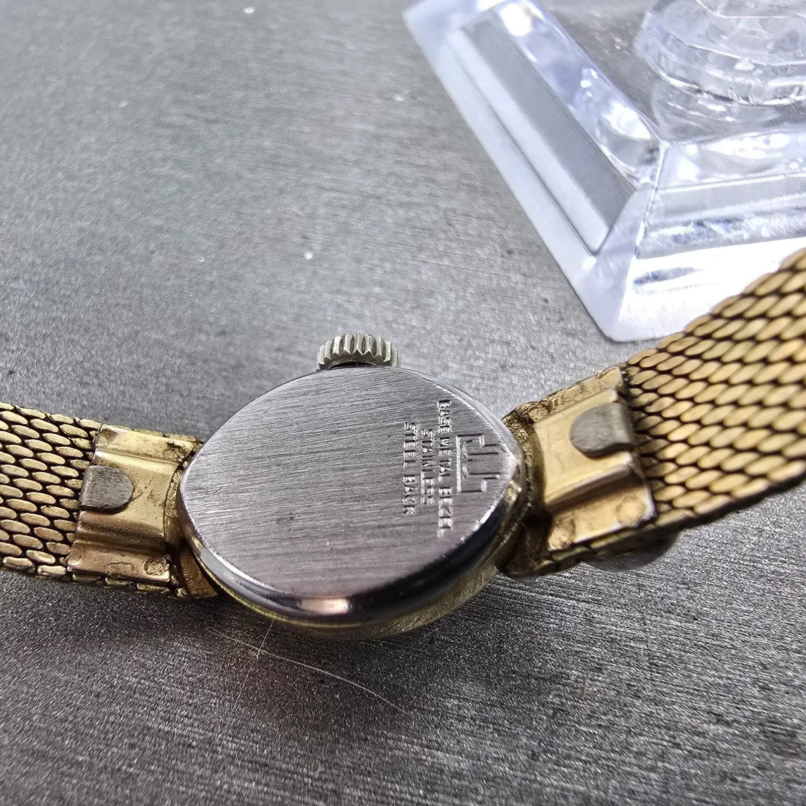 Jules Jurgenson Watch Women 14mm Champagne Dial Gold Oval Gem Set Bezel Manual9
