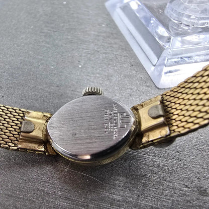 Jules Jurgenson Watch Women 14mm Champagne Dial Gold Oval Gem Set Bezel Manual9