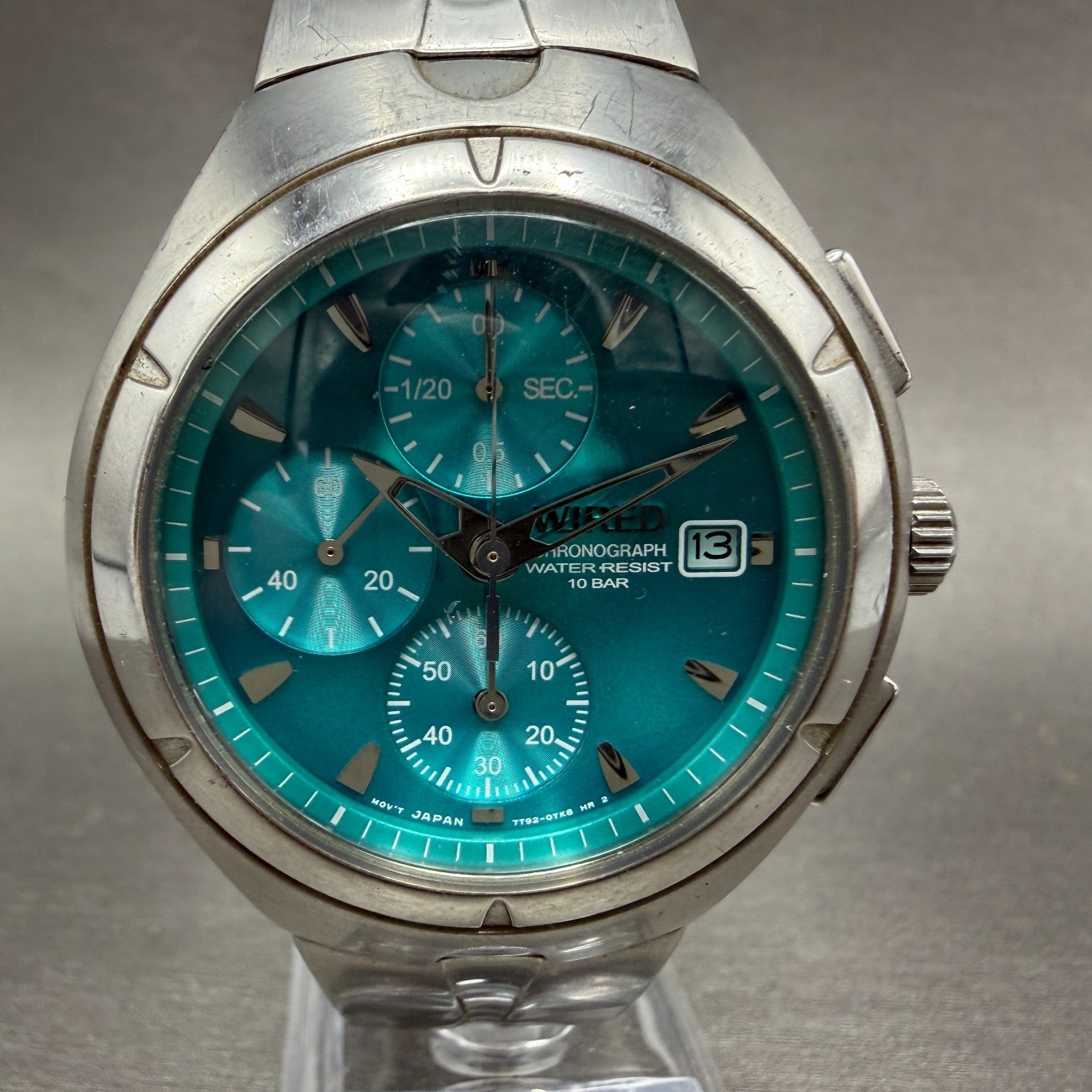 Seiko Wired Chronograph Watch Men 40mm Blue Dial Steel Date 7T92-0TB0 NewBattery0