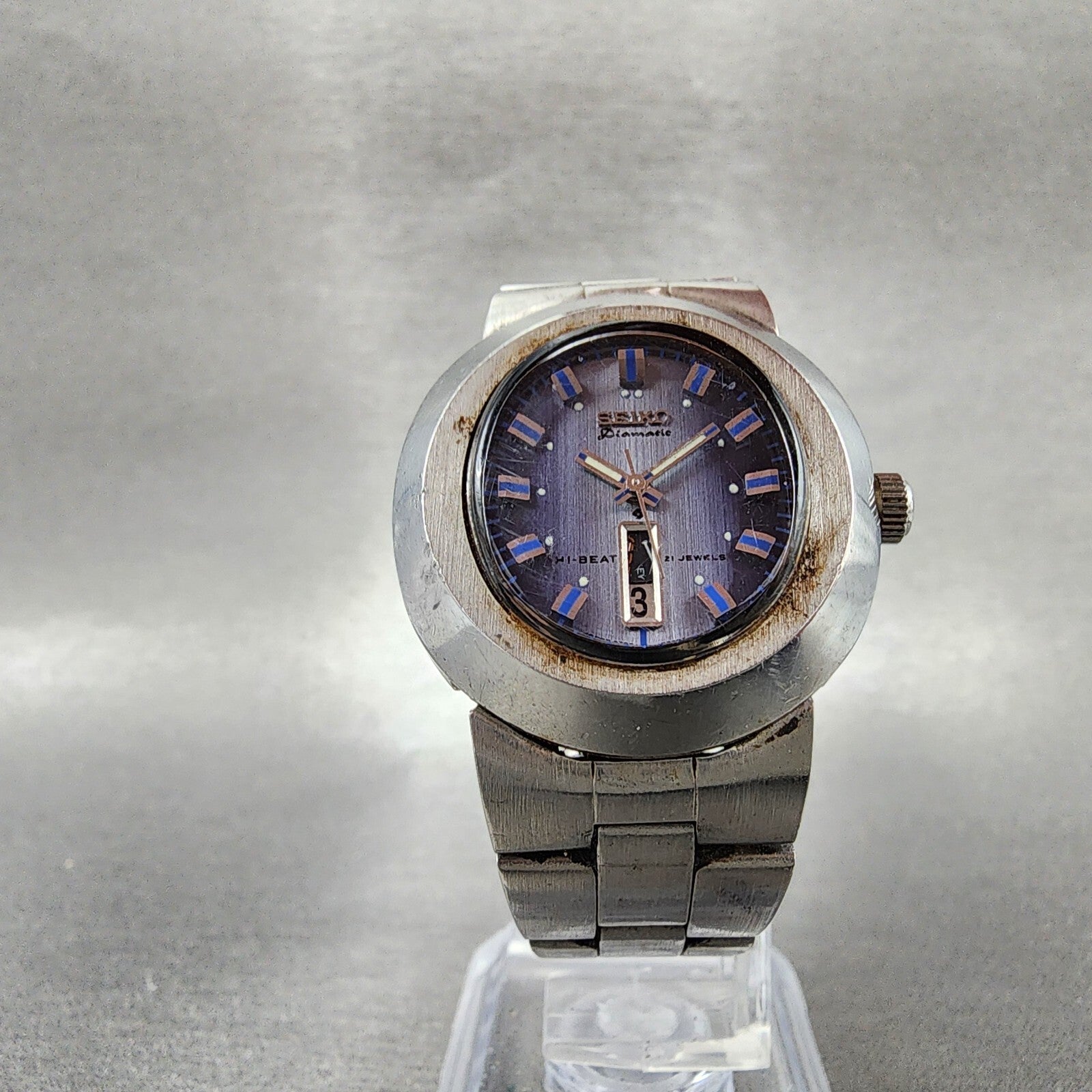 Seiko Diamatic Watch Women 29mm Blue Dial Steel Dadyate Round READ Automatic Run5