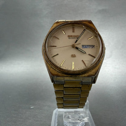 Seiko SQ Watch Men 35mm Cream Dial Gold Tone Daydate 8123-7239 PARTS6