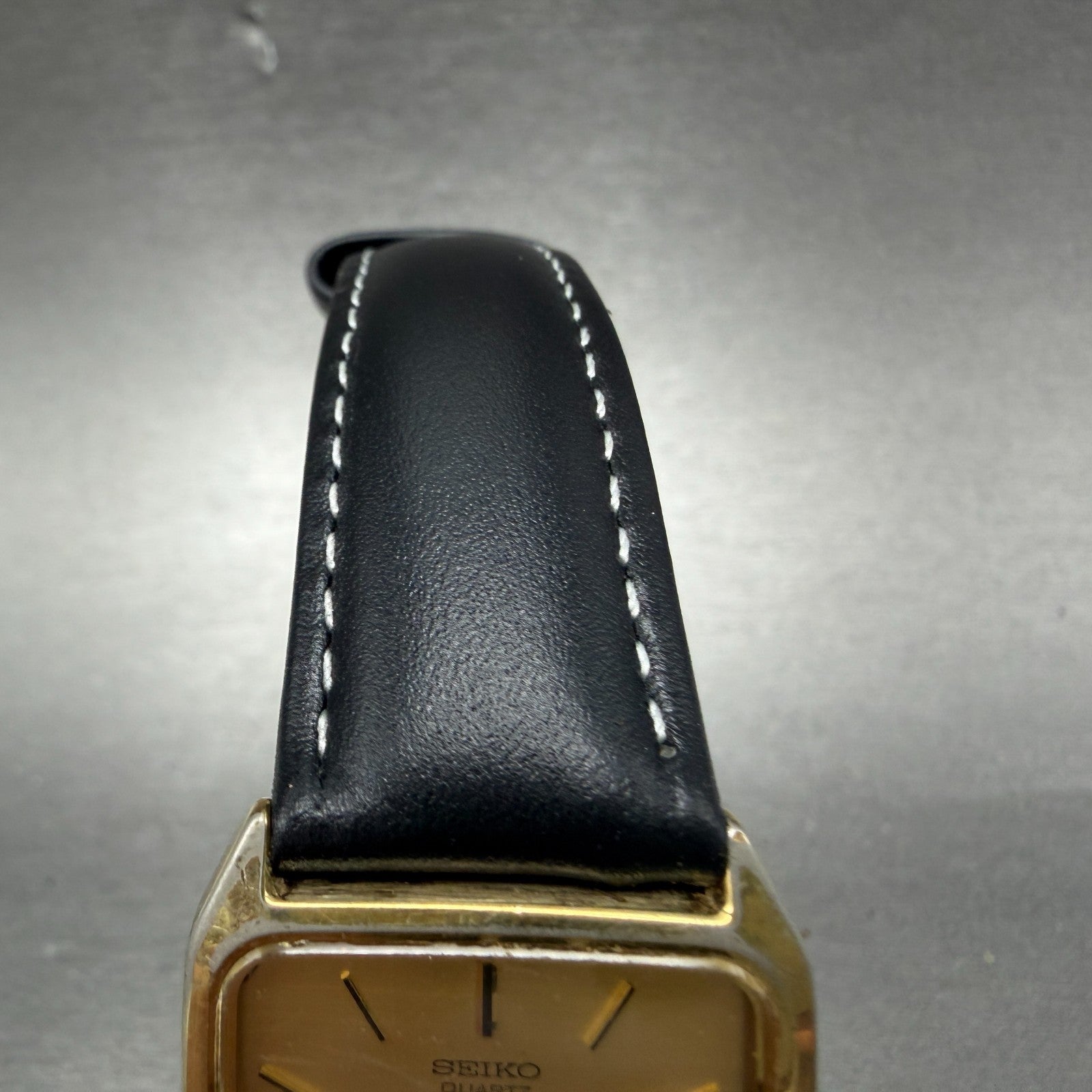Seiko Tank Watch Men 27mm Champagne Dial Gold Tone Octagon 7430-5309 New Batt4