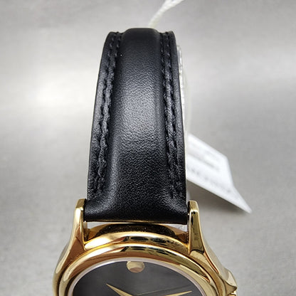 Movado Museum Watch Women 28mm Black Dial Gold Tone Round 0690299 New Battery4