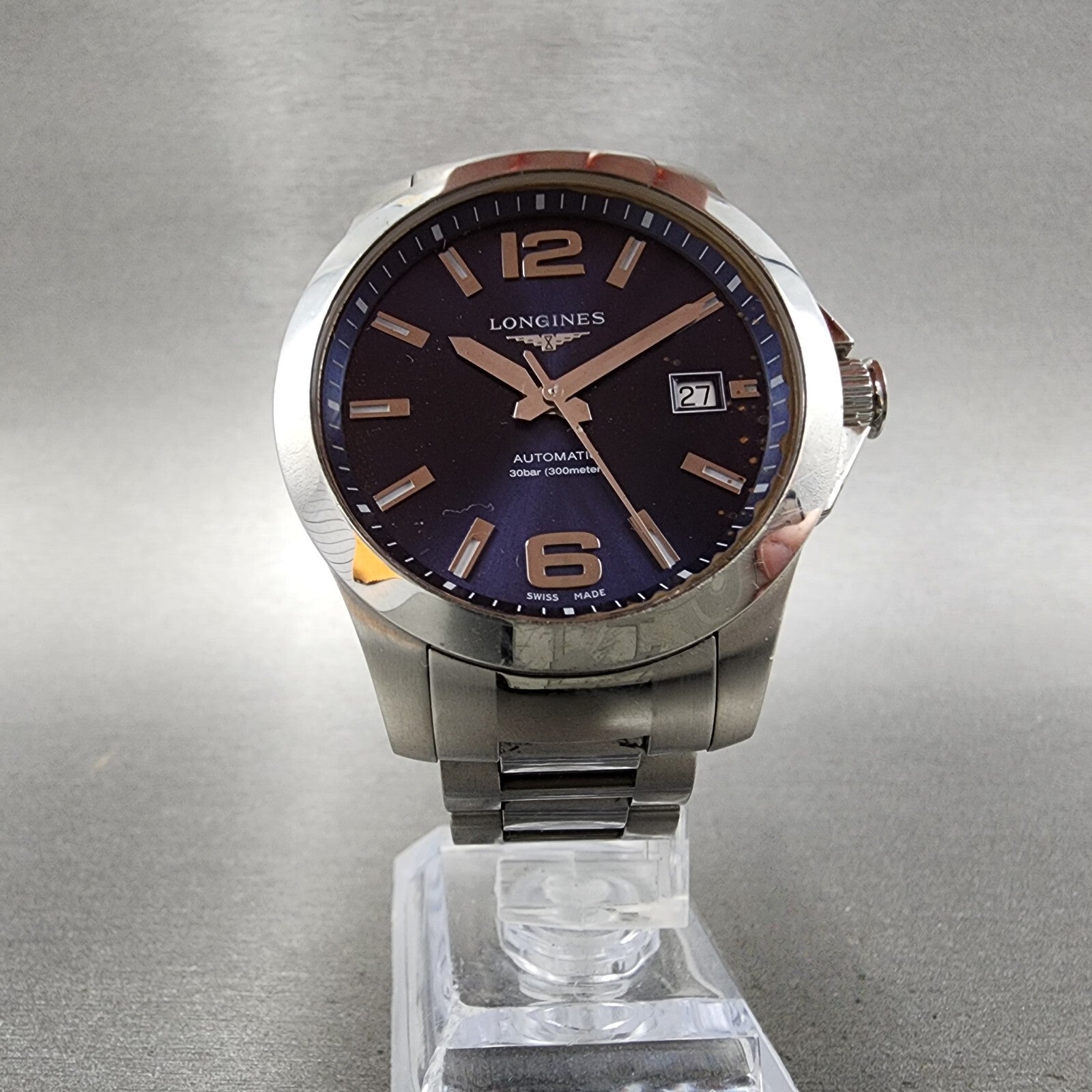 Longines Conquest Automatic Watch Men 39mm Blue Dial Steel L3.77.6.4.99.6 PARTS6