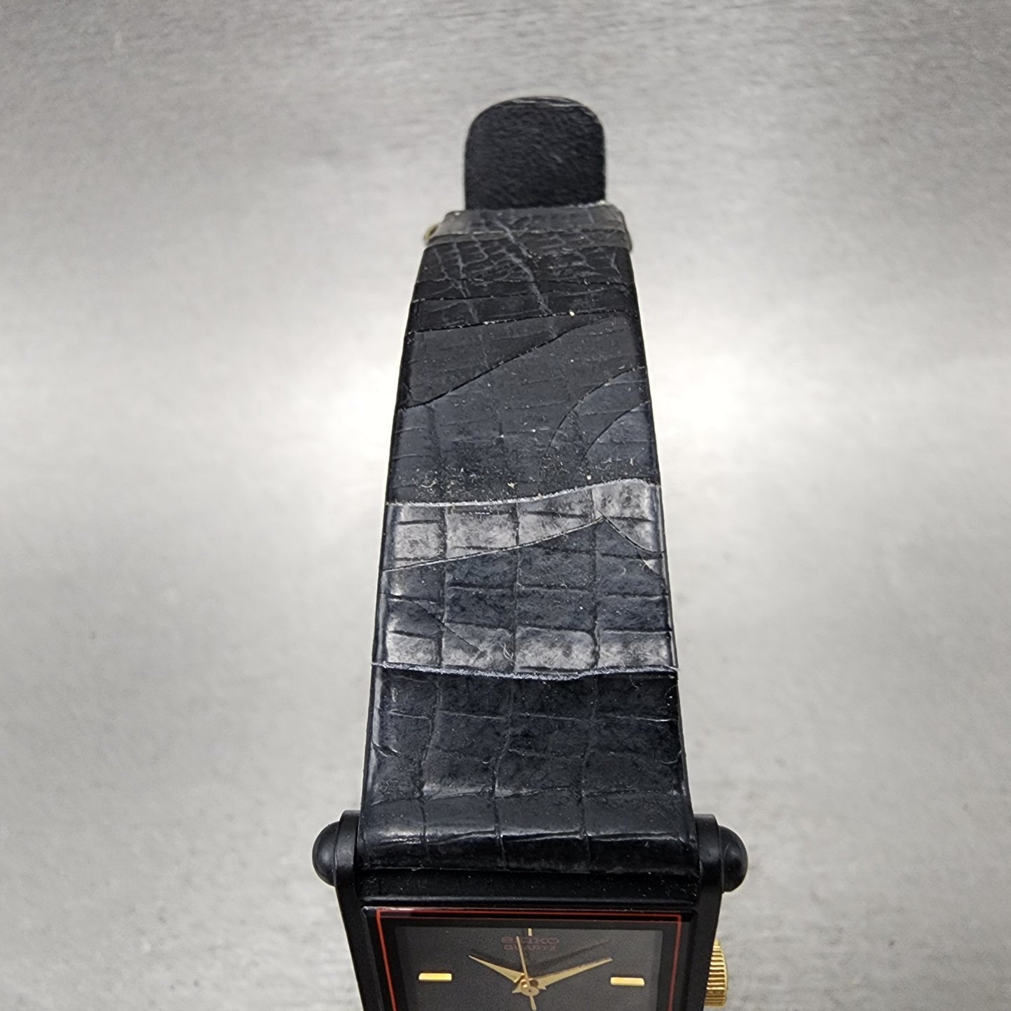 Seiko Watch Women 22mm Analog Digital Black Tone Rectangle E0295510 New Bat4