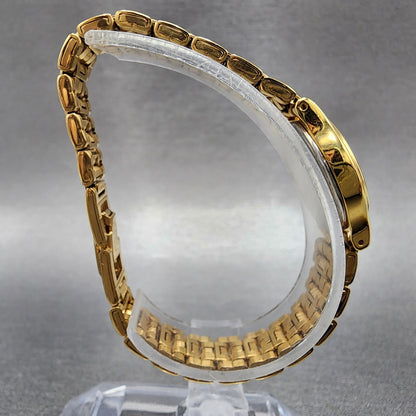 Seiko Watch Women 17mm Gold Dial Gold Tone Oval V4005581 New Battery VTG8